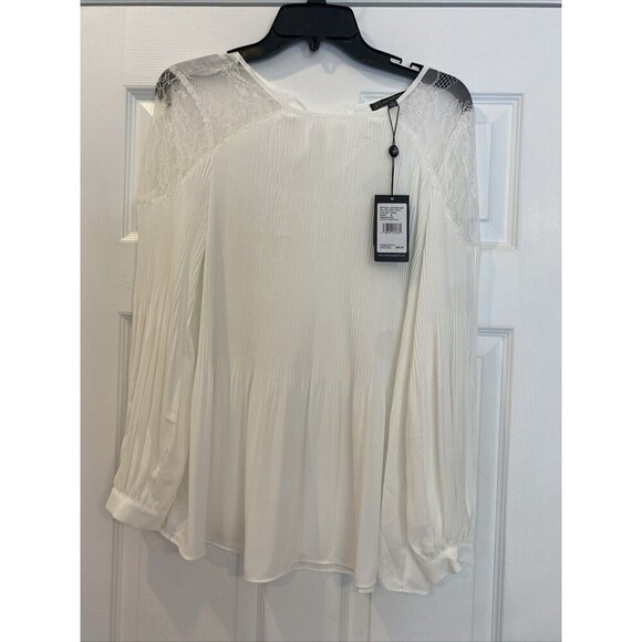 Adrianna Papell Tops - Adrianna Papell NWT Lace Yoke Tie Back Blouse Size Small